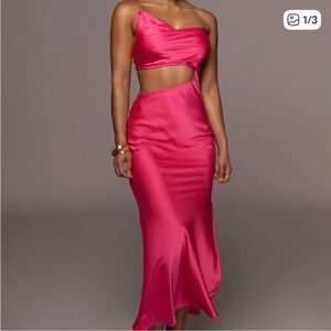 JLUXLABEL Fuchsia Satin Attire